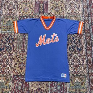VTG 70s Sand Knit New York Mets‎ Baseball Jersey Blue MLB Striped USA raglan M